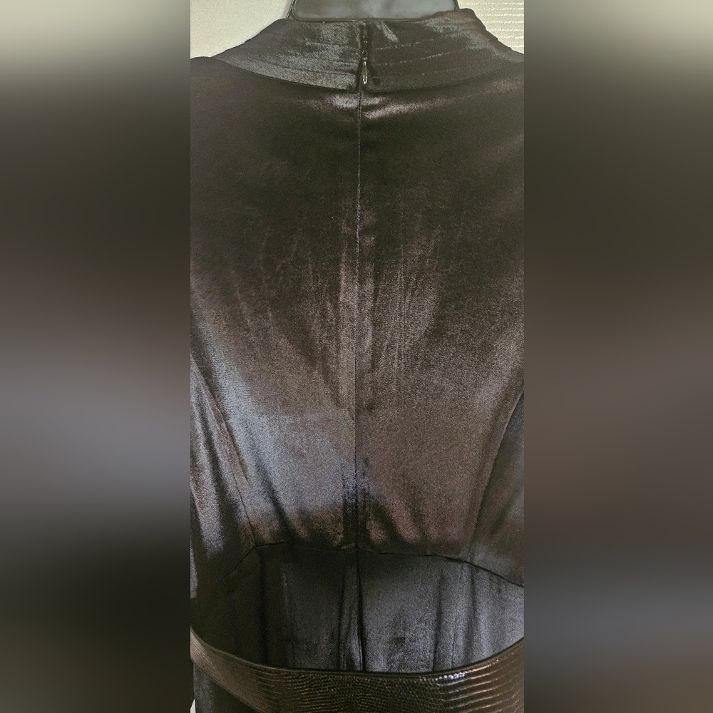 NWT Donna Karan Velvet V-neck Jumpsuit: Black W/Black Belt: Size- 14 - Picture 11 of 12